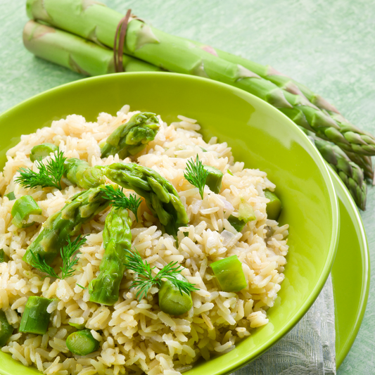 Aus Weinliebhaber-Küche: Spargelrisotto mit grünem & weißem Spargel